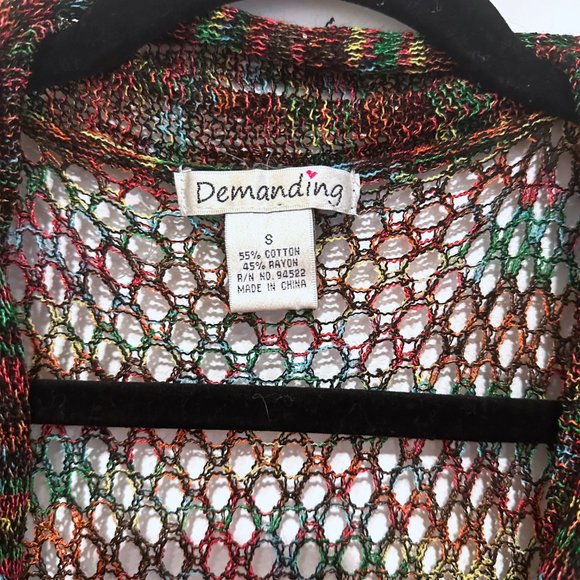 NWOT, Demanding, Multi-Color Knit Long Cardigan Vest, Size Small - Picture 10 of 13